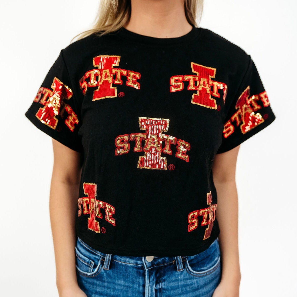 Iowa State Full Coverage Sequin Tee