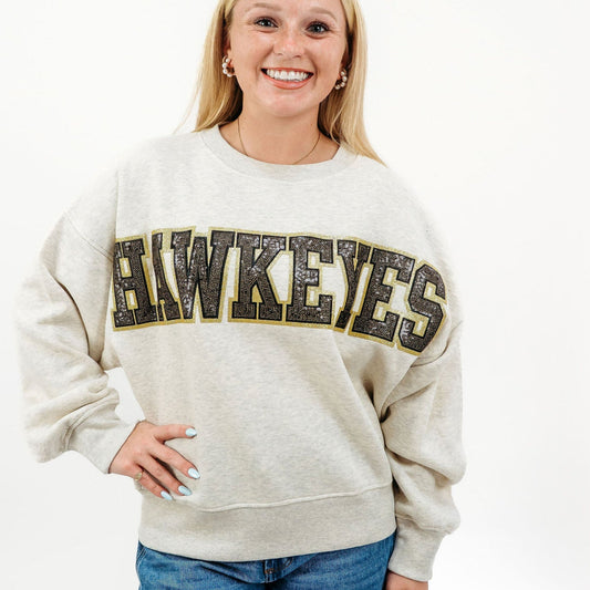 Iowa Hawkeyes Sequin Slouchy Crewneck Sweatshirt