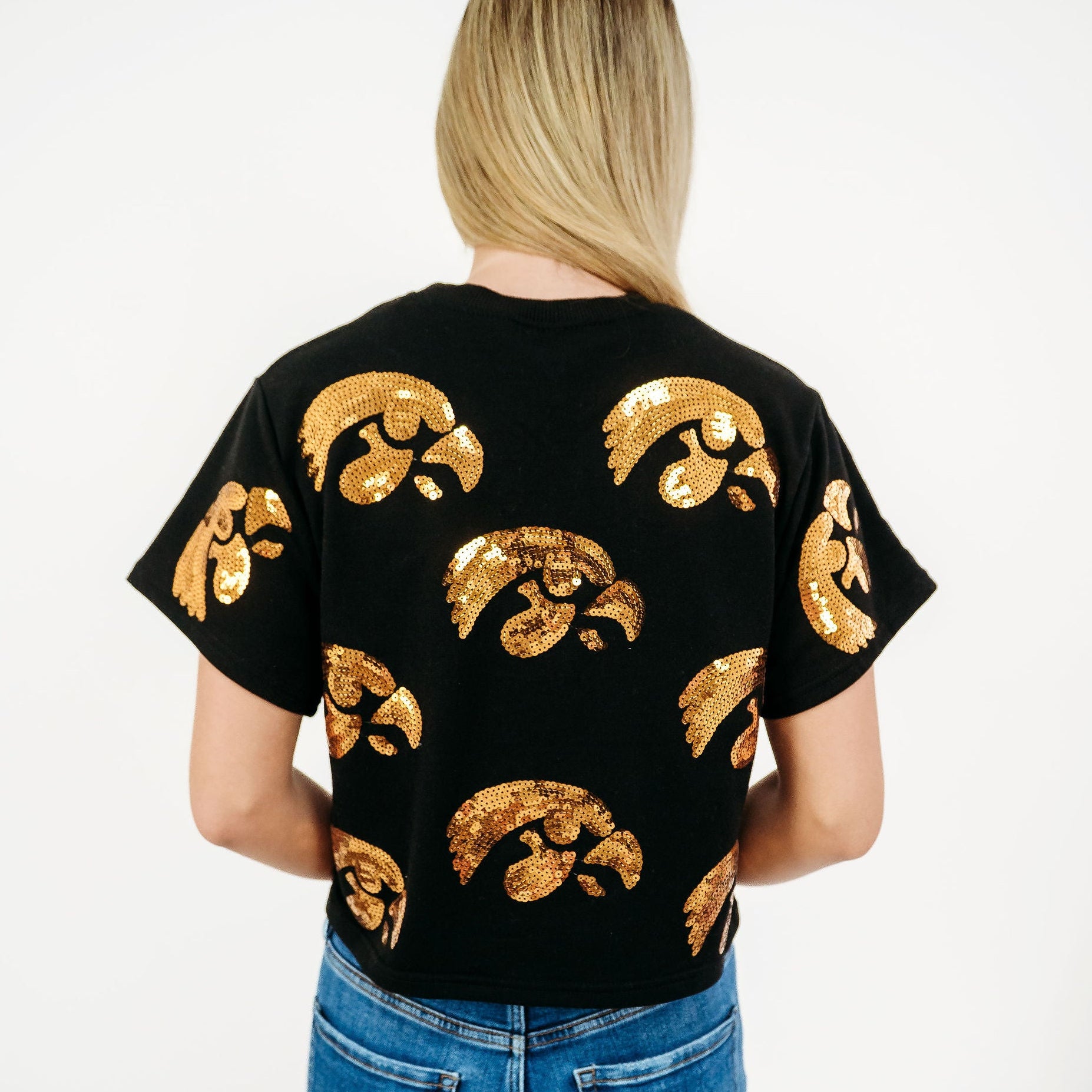Iowa Hawkeyes Tigerhawk Full Coverage Sequin Tee