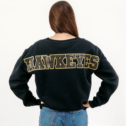 Iowa Hawkeyes Logo Sequin Patch Crewneck