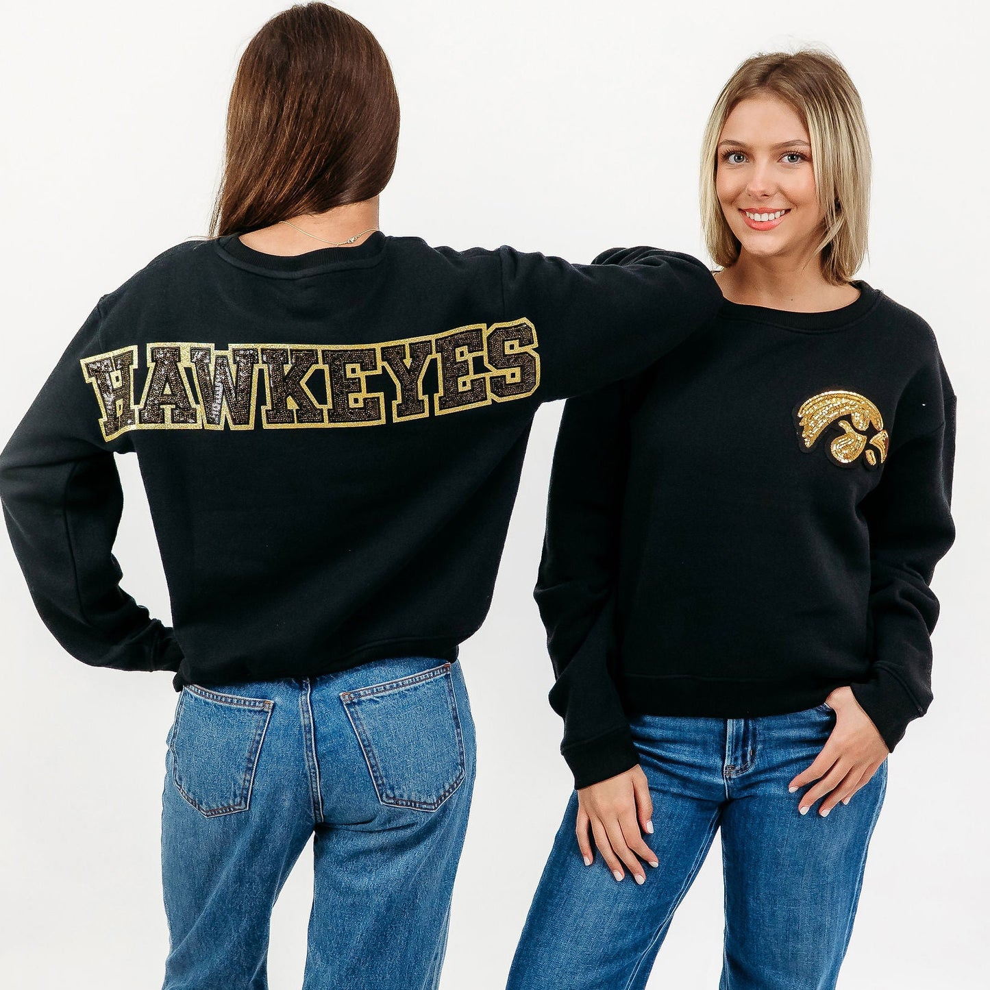 Iowa Hawkeyes Logo Sequin Patch Crewneck