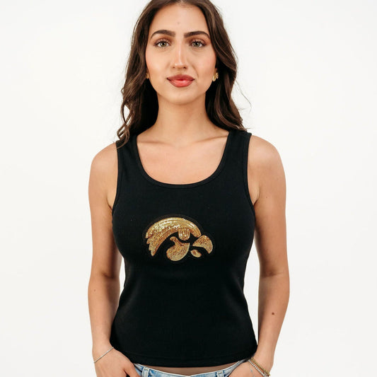 Iowa Hawkeyes Tigerhawk Sequin Ribbed Tank