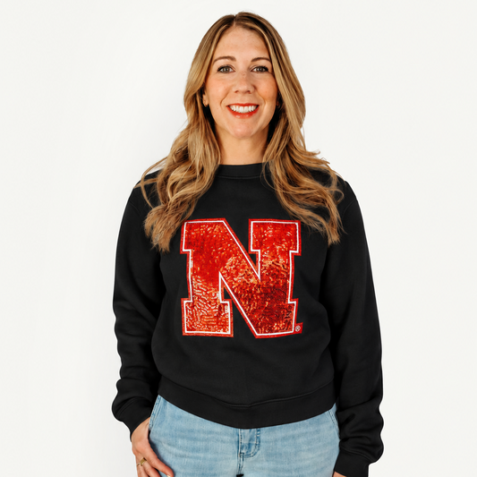 Nebraska Sequin Logo Crewneck