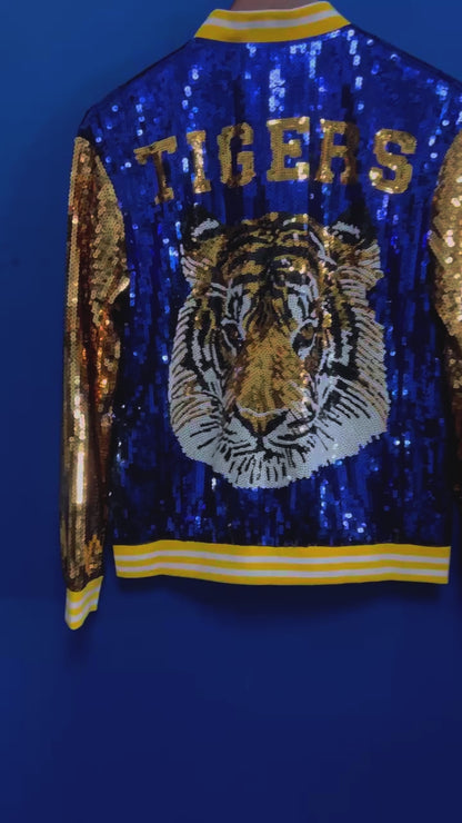 Blue and Gold Sequin Tiger Jacket