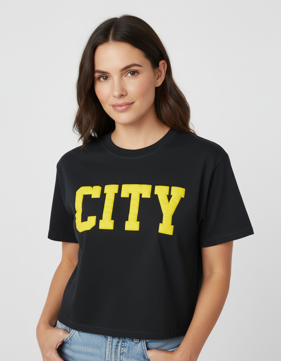 CITY Puff Print Short Sleeve Top