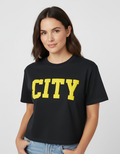 CITY Puff Print Short Sleeve Top